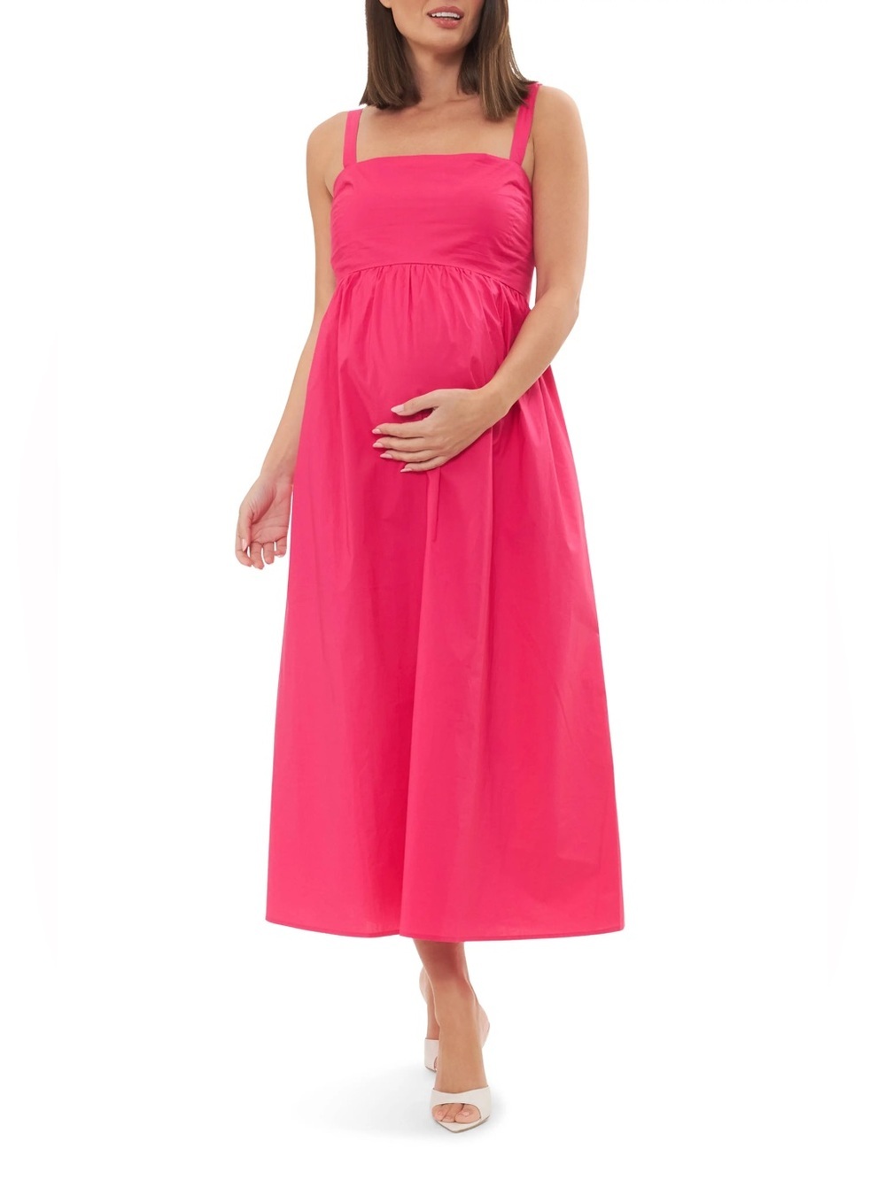 *New* Ripe Maternity Tamara Tie Back Poplin Midi Maternity Sundress, Size Medium